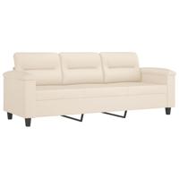 2-delige Loungeset met kussens microvezelstof beige - thumbnail