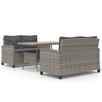 3-delige Tuinset poly rattan en massief acaciahout - thumbnail