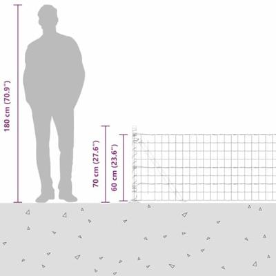 VidaXL Hek met paal zilver 0,6 x 10 m staal