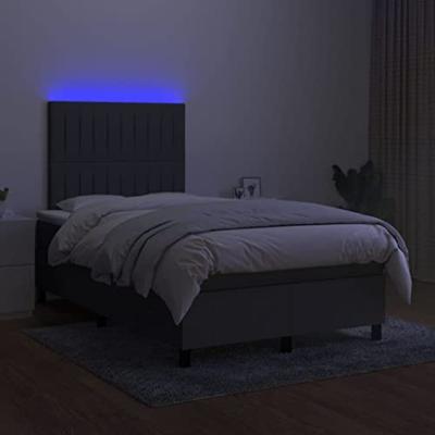 Boxspring met matras en LED stof donkergrijs 120x200 cm