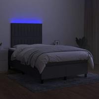 Boxspring met matras en LED stof donkergrijs 120x200 cm - thumbnail