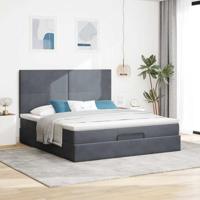 Ottoman bed met matrassen en LED's 160x200cm fluweel - thumbnail