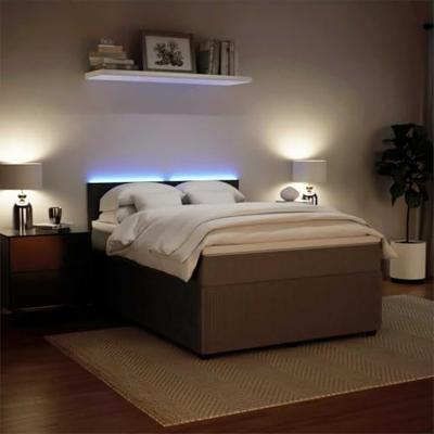 Boxspring met matras fluweel lichtgrijs 140x190 cm