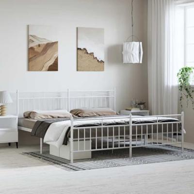 Bedframe met hoofd- en voeteneinde metaal wit 193x203 cm