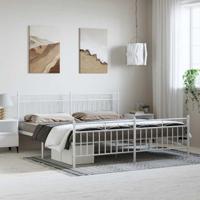 Bedframe met hoofd- en voeteneinde metaal wit 193x203 cm - thumbnail