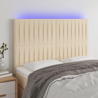 Hoofdbord LED 144x5x118/128 cm stof crèmekleurig