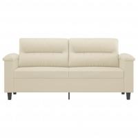 Tweezitsbank 140 cm kunstleer crèmekleurig - thumbnail