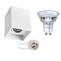Philips - Opbouwspot Set - Sceneswitch 827 36d - Pragmi Luxina Pro - Gu10 Fitting - Dimbaar - Opbouw Vierkant - Mat Wit - thumbnail