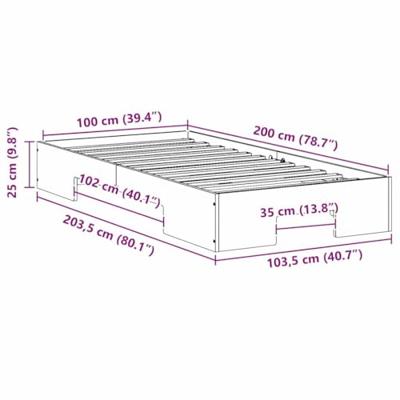 Bedframe met opslag Bruin 100 x 200 cm Massief grenenhout Bedframe met opslag Bruin 100 x 200 cm Massief grenenhout