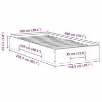Bedframe met opslag Bruin 100 x 200 cm Massief grenenhout - thumbnail