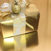 Bonbon doosjes - Chocolade doosje - Goud glans met banderol Kerstbal - 24 stuks - thumbnail