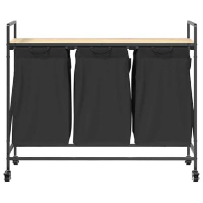 Wasmand 3 vakken met planken sonoma eikenkleurig