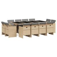 13-delige Tuinset met kussens poly rattan gemengd beige - thumbnail