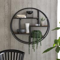 Artistiq Rond Wandrek 'Duc' Mangohout en metaal, 75cm - thumbnail