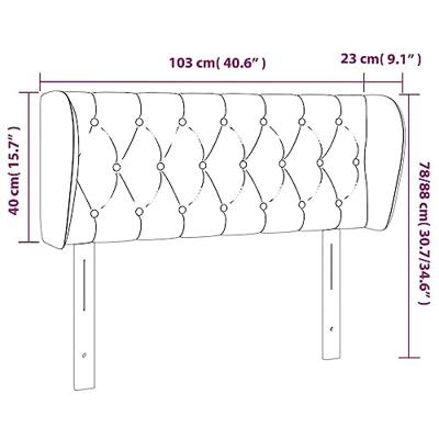 Hoofdbord met randen 103x23x78/88 cm fluweel lichtgrijs