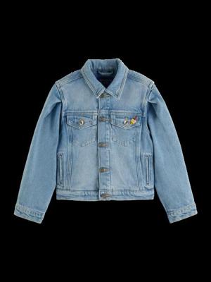 Trucker Jacket with Puff Sleeves Navy