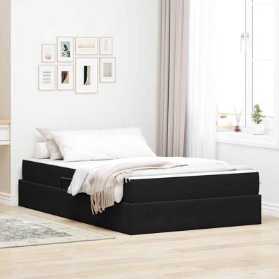 Opbergbed met matras met matras Zwart 120 x 200 cm Fluweel