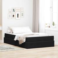 Opbergbed met matras met matras Zwart 120 x 200 cm Fluweel - thumbnail