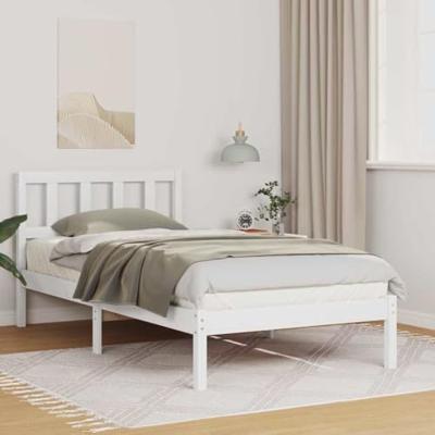 Bedframe met hoofdeinde Wit 75 x 190 cm Massief grenenhout