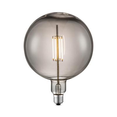 Edison Vintage LED lamp E27 LED filament lichtbron, Ovaal Carbon G180, 18/18/23cm, Rook, Retro LED lamp Dimbaar, 4W 120lm 1800K, warm wit licht, geschikt voor E27 fitting