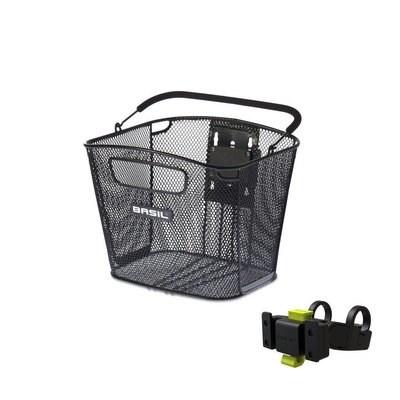 Basil Bold front kf met kf handlebar holder - fietsmand - voorop - zwart