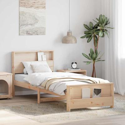Bedframe met hoofdeinde Bruin 90 x 190 cm Massief grenenhout