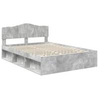 Bedframe met hoofdeinde Beton 140 x 190 cm Massief grenenhout - thumbnail