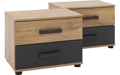 Goossens Basic Nachtkastje Industrial, Set van 2 stuks = 52 cm breed 2 laden, 40 cm hoog
