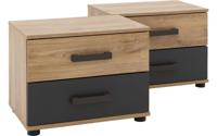 Goossens Basic Nachtkastje Industrial, Set van 2 stuks = 52 cm breed 2 laden, 40 cm hoog - thumbnail