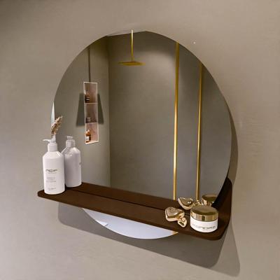 MONDIAZ SPOT spiegel rond 60cm met Spiegelplanchet kleur Rust.