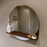 MONDIAZ SPOT spiegel rond 60cm met Spiegelplanchet kleur Rust. - thumbnail