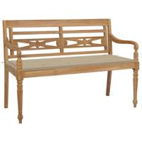 Bank Batavia met beige kussen 120 cm massief teakhout - thumbnail