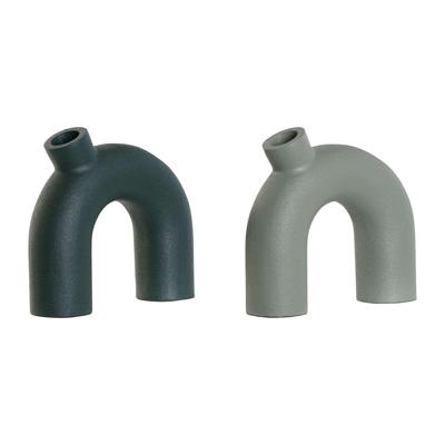 Vaas Home ESPRIT Groen Aluminium 19 x 5 x 17 cm (2 Stuks) Vaas Home ESPRIT Groen Aluminium 19 x 5 x 17 cm (2 Stuks)
