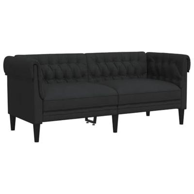 Tweezitsbank Chesterfield-stijl stof zwart