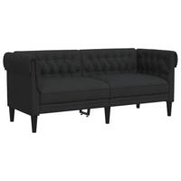Tweezitsbank Chesterfield-stijl stof zwart - thumbnail