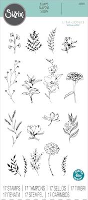 Sizzix • clear stamp set garden botanicals 17pcs