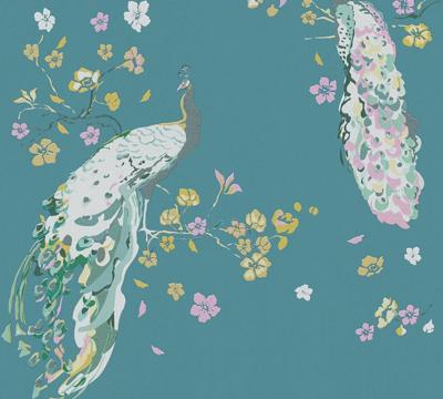 Livingwalls House of Turnowsky - Turquoise - Floral - 389062