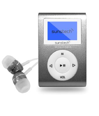 Sunstech Dedalo II MP3-speler, 8 GB, micro USB, MP3-speler, 8 GB, 3,5 mm, FM-radio, grijs, hoofdtelefoon inbegrepen)