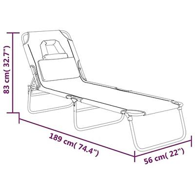 Ligbed inklapbaar oxford stof en gepoedercoat staal grijs Ligbed inklapbaar oxford stof en gepoedercoat staal grijs