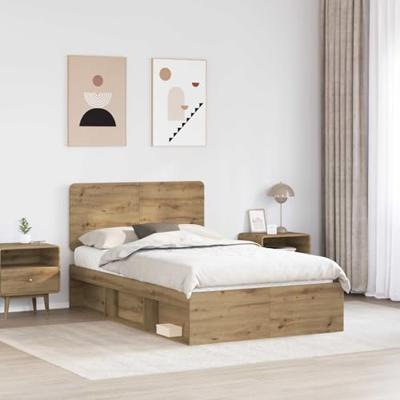 Bedframe Ambachtelijk eiken 120 x 190 cm Massief grenenhout