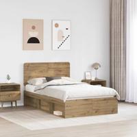 Bedframe Ambachtelijk eiken 120 x 190 cm Massief grenenhout - thumbnail
