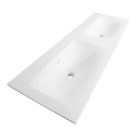Brauer Glacier Wastafel - 120 cm - met 2 Spoelbakken en 0 Kraangaten - Fine Stone Mat Wit - thumbnail