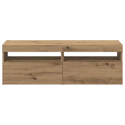 Tv-meubels met LED 2 st bewerkt hout artisanaal eiken