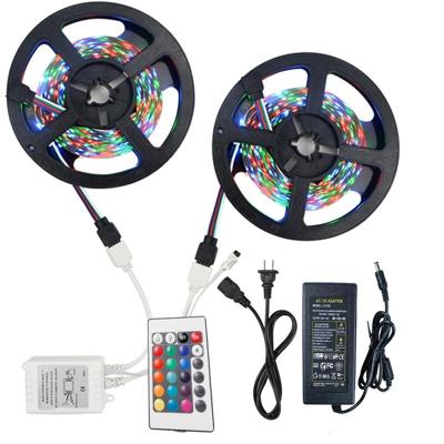 YWXLight 10M(2x5M) 2835 RGB LED Strip verlichting No-waterdicht 24 toets IR afstandsbediening + 5A Power Adapter AC 100-240V