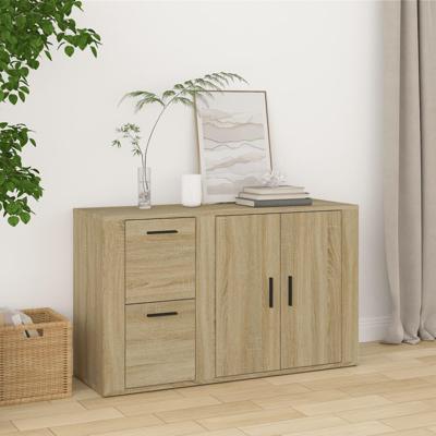 Dressoir 100x33x59,5 cm bewerkt hout sonoma eikenkleurig Dressoir 100x33x59,5 cm bewerkt hout sonoma eikenkleurig