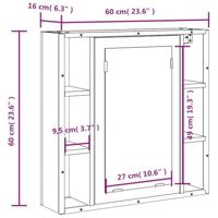 Badkamerspiegelkast 60x16x60 cm bewerkt hout grijs sonoma eiken - thumbnail