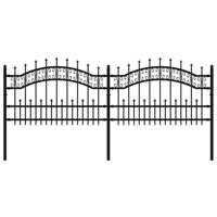 Tuinhek met spijlpunten 115 cm gepoedercoat staal zwart - thumbnail