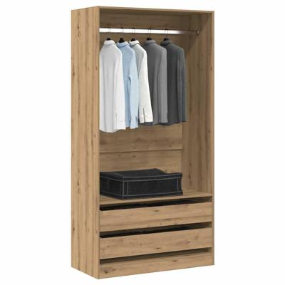 Kledingkast 100x50x200 cm bewerkt hout artisanaal eikenkleurig