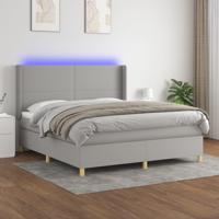 Boxspring met matras en LED stof lichtgrijs 160x200 cm - thumbnail