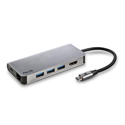 NGS WONDER DOCK 8 – 8-in-1 USB-C-hub, adapter met meerdere poorten (USB 3.0, USB-C met PD-laden, HDMI, SD/TF-kaartlezer en LAN - RJ45) Compatibel met USB-C-apparaten